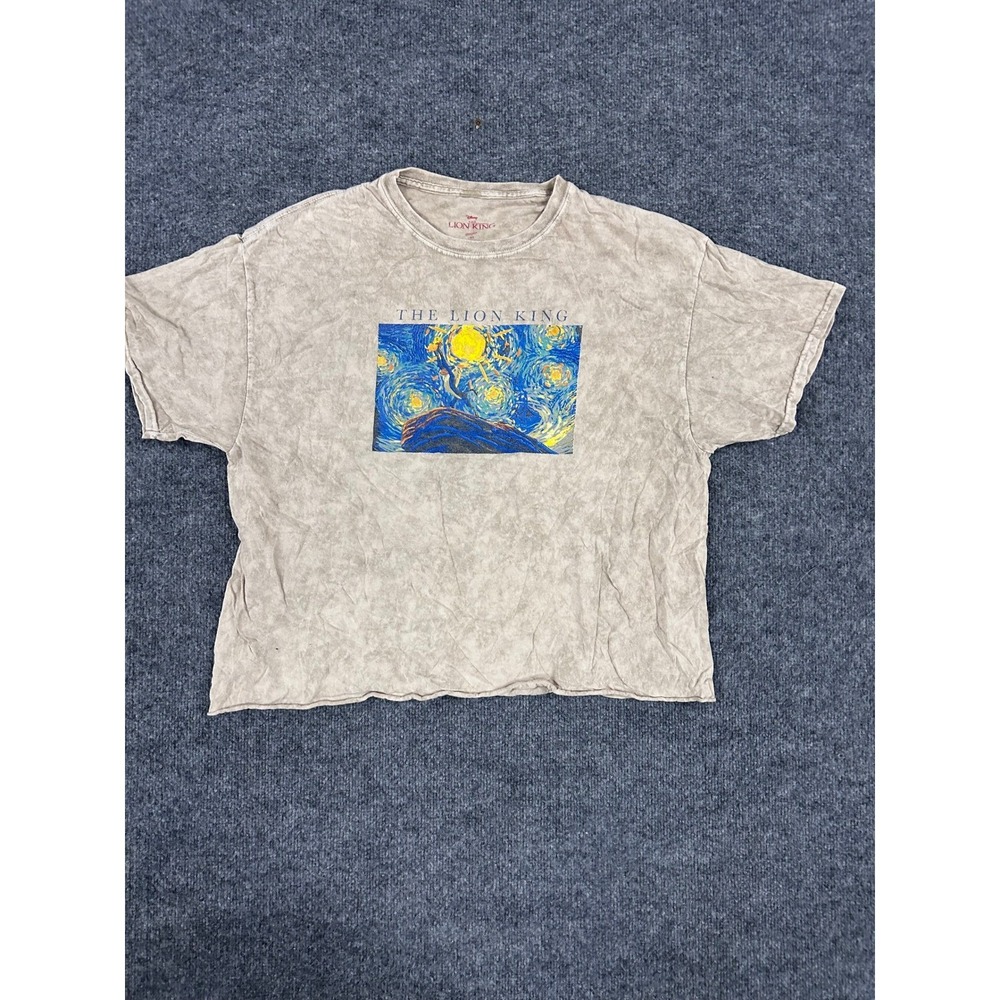 Disney Shirt Womens Size XL Tan Acid Wash Starry Night Lion King Graphic Tee
